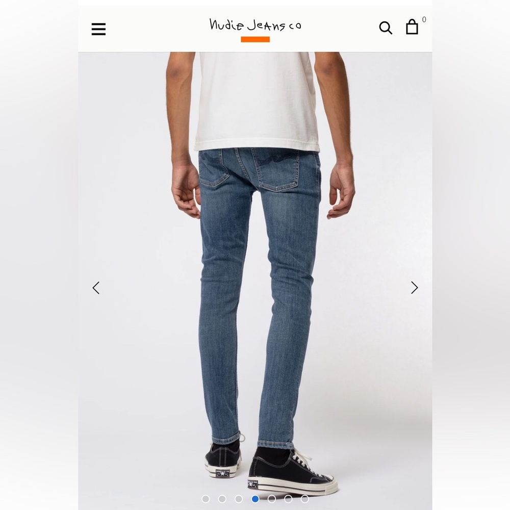 Nudie Jean Co. Men’s 29x32 Skinny Lin Turn Down Medium Blue Denim Orig $200